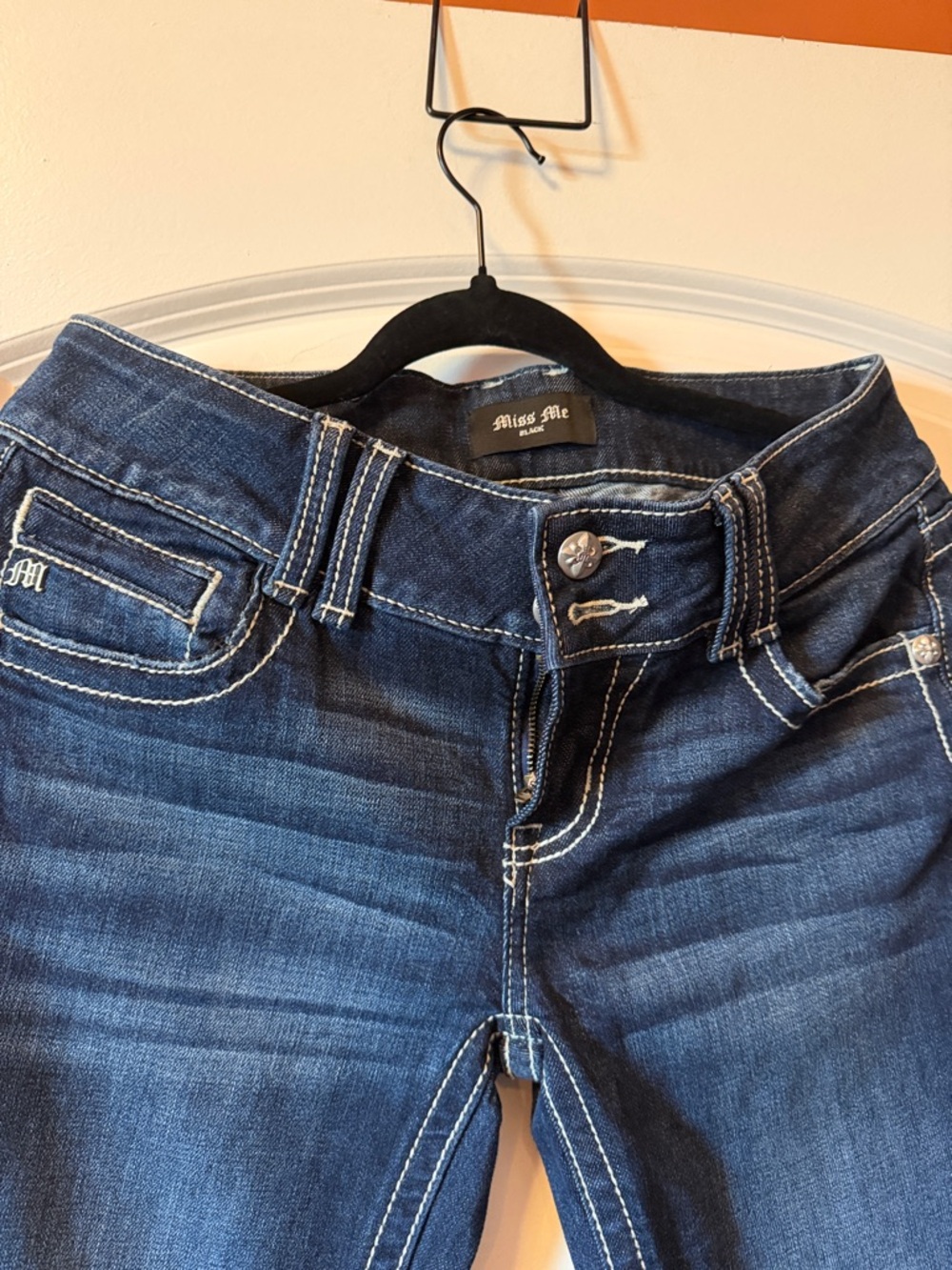 Miss Me Women's Dark Indigo Boot cut Jeans with Contrast Stitching